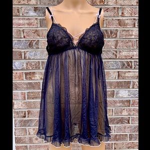 Victoria’s Secret Black Lace with Pink Detail Semi